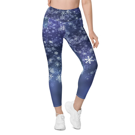 Snowflakes Leggings With Pockets