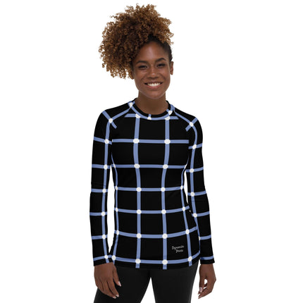 Blue Geometric Women's Rash Guard - Trump Tees