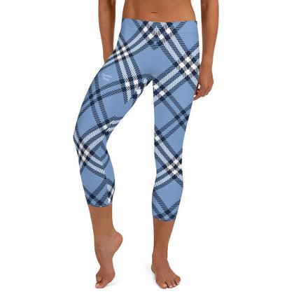 Blue Plaid Capri Leggings - Trump Tees