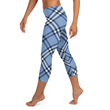 Blue Plaid Capri Leggings - Trump Tees