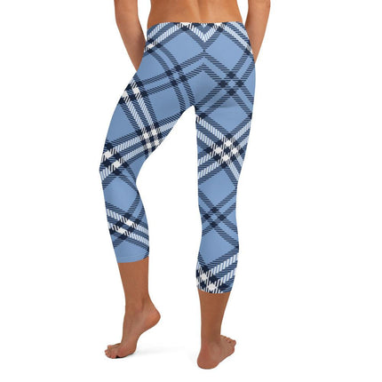 Blue Plaid Capri Leggings - Trump Tees