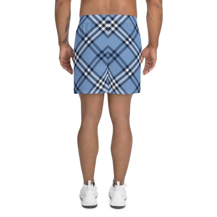 Blue Plaid Men's Athletic Long Shorts - Trump Tees