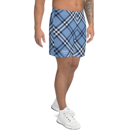 Blue Plaid Men's Athletic Long Shorts - Trump Tees