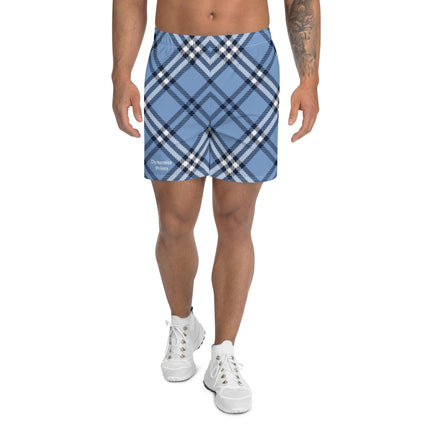 Blue Plaid Men's Athletic Long Shorts - Trump Tees