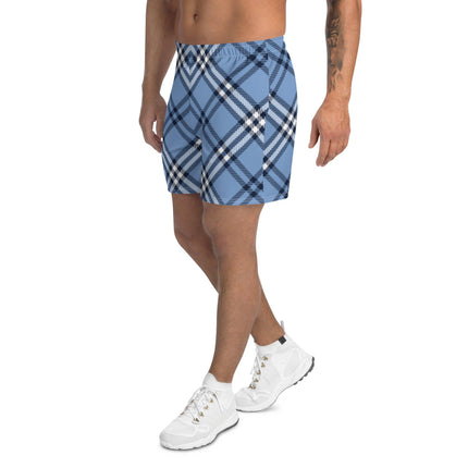 Blue Plaid Men's Athletic Long Shorts - Trump Tees