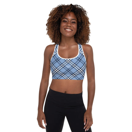 Blue Plaid Padded Sports Bra - Trump Tees