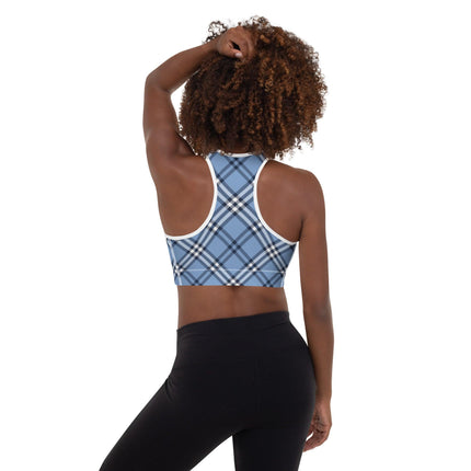 Blue Plaid Padded Sports Bra - Trump Tees