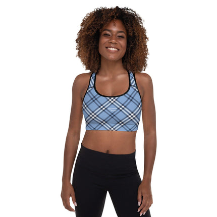 Blue Plaid Padded Sports Bra - Trump Tees