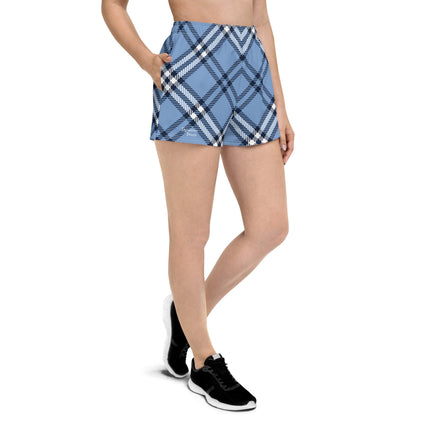 Blue Plaid Women’s Athletic Shorts - Trump Tees