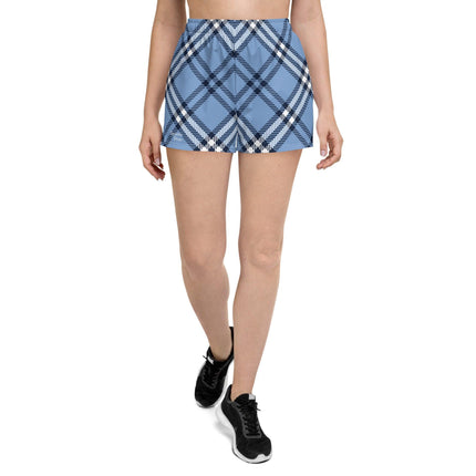 Blue Plaid Women’s Athletic Shorts - Trump Tees