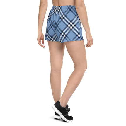 Blue Plaid Women’s Athletic Shorts - Trump Tees