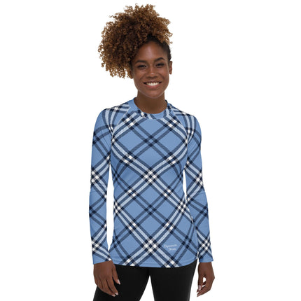 Blue Plaid Women's Rash Guard - Trump Tees