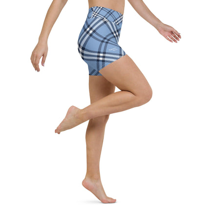 Blue Plaid Women's Yoga Shorts - Trump Tees