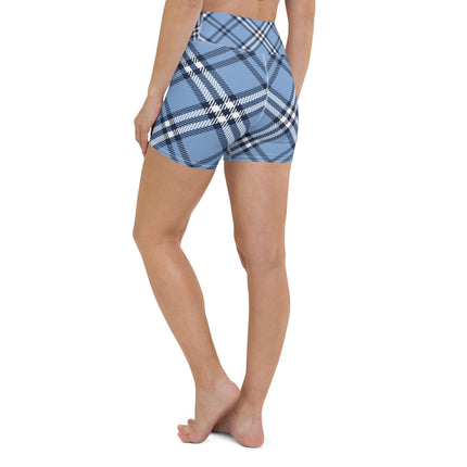 Blue Plaid Women's Yoga Shorts - Trump Tees