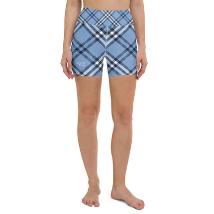 Blue Plaid Women's Yoga Shorts - Trump Tees