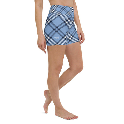 Blue Plaid Women's Yoga Shorts - Trump Tees