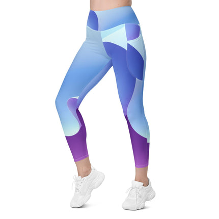 Blue & Purple Ribbon Leggings With Pockets - Trump Tees