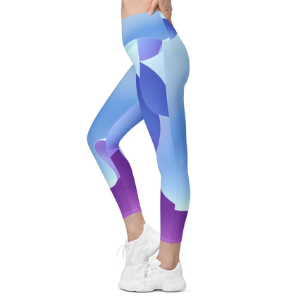 Blue & Purple Ribbon Leggings With Pockets - Trump Tees