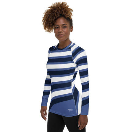 Blue & White Waves Women's Rash Guard - Trump Tees