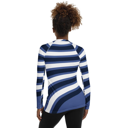 Blue & White Waves Women's Rash Guard - Trump Tees