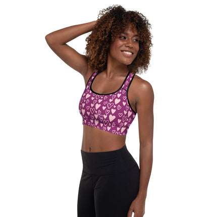 Bunch Of Hearts Padded Sports Bra - Trump Tees