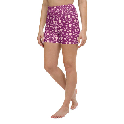 Bunch Of Hearts Women's Yoga Shorts - Trump Tees