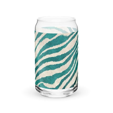 Teal Tigress Can-Shaped Glass