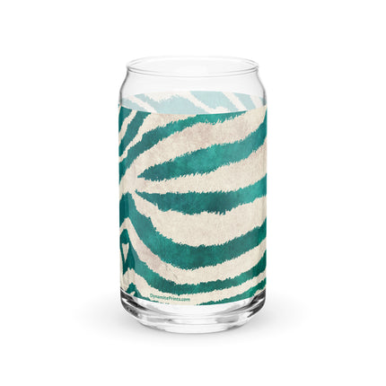Teal Tigress Can-Shaped Glass
