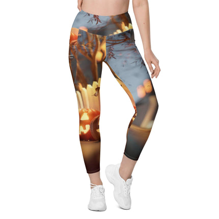 Fall Pumpkin Leggings With Pockets - Trump Tees