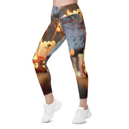 Fall Pumpkin Leggings With Pockets - Trump Tees