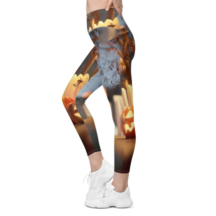 Fall Pumpkin Leggings With Pockets - Trump Tees