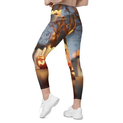 Fall Pumpkin Leggings With Pockets - Trump Tees