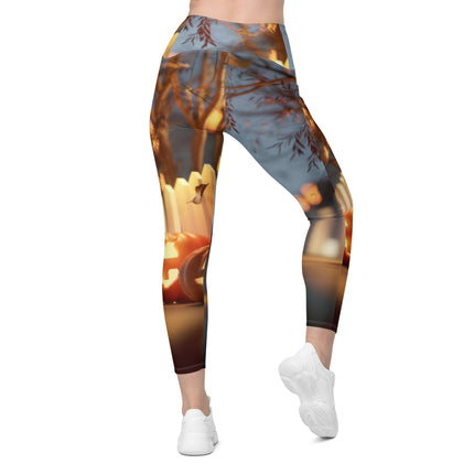 Fall Pumpkin Leggings With Pockets - Trump Tees