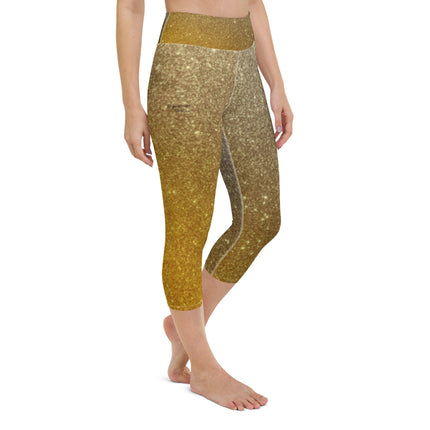 Gold Sparkle Women's Yoga Capri Leggings - Trump Tees