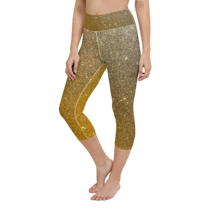 Gold Sparkle Women's Yoga Capri Leggings - Trump Tees