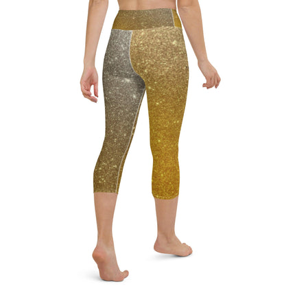 Gold Sparkle Women's Yoga Capri Leggings - Trump Tees