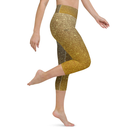 Gold Sparkle Women's Yoga Capri Leggings - Trump Tees