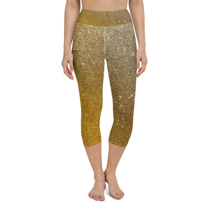 Gold Sparkle Women's Yoga Capri Leggings - Trump Tees