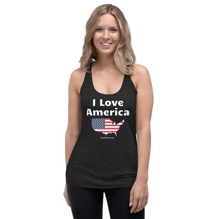 I Love America Women's Racerback Tank - Trump Tees