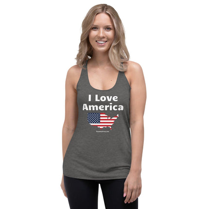 I Love America Women's Racerback Tank - Trump Tees