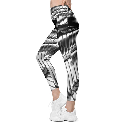 Liquid Silver Leggings With Pockets - Trump Tees