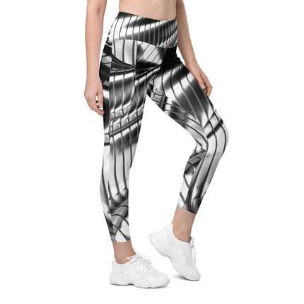 Liquid Silver Leggings With Pockets - Trump Tees