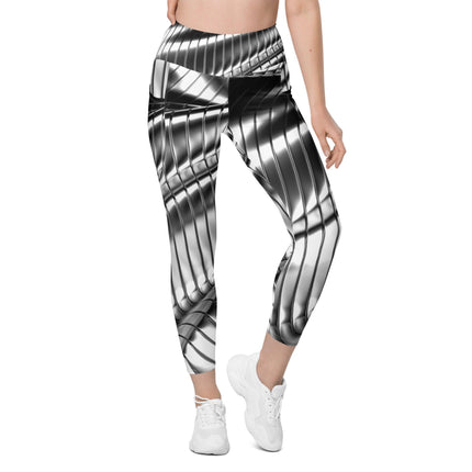 Liquid Silver Leggings With Pockets - Trump Tees