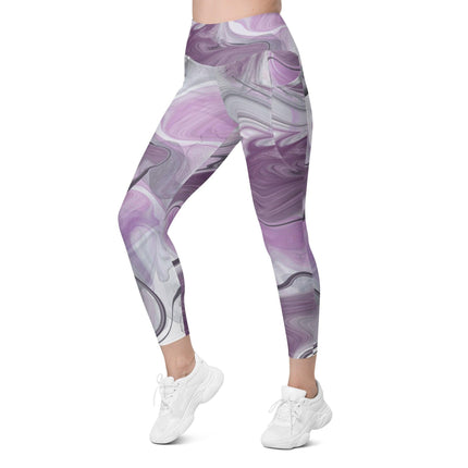 Marbled Purple Leggings With Pockets - Trump Tees