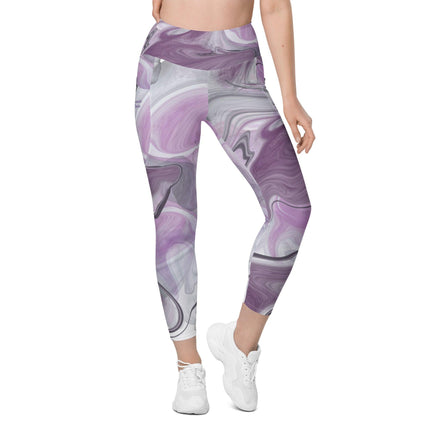 Marbled Purple Leggings With Pockets - Trump Tees