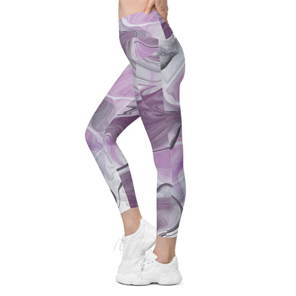 Marbled Purple Leggings With Pockets - Trump Tees