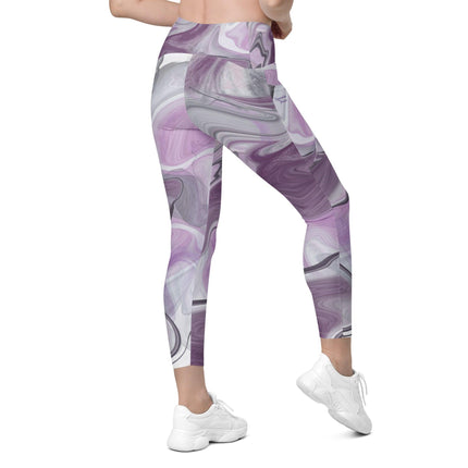 Marbled Purple Leggings With Pockets - Trump Tees