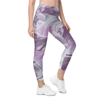 Marbled Purple Leggings With Pockets - Trump Tees