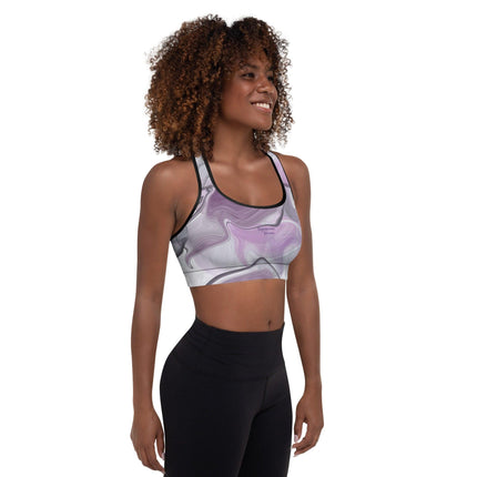 Marbled Purple Padded Sports Bra - Trump Tees