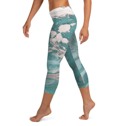 Marbled Teal Capri Leggings - Trump Tees